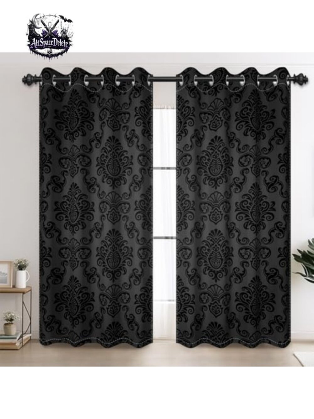 Blackout Floral Damask Curtains 42x63 Grommet 2 Panels